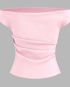 little box chic Off-Shoulder Ruched Pink Top