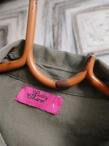 Olive Green Collared Short Sleeve Top