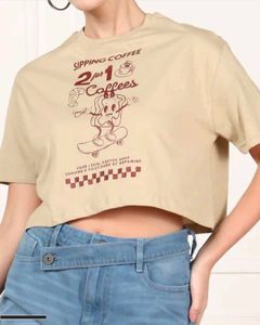 Cute Coffee Graphic Cropped T-Shirt