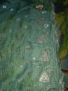 New stones work saree with designer blouse piece