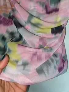 Pink Floral Ruched Sleeveless Top