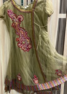 Elegant Olive Green Embroidered Kurti