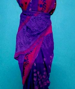 purple colour cotton saree