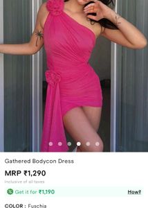 Fuchsia Gathered Bodycon Party Dress