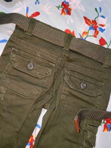 Olive Green Cargo Pants with Belt