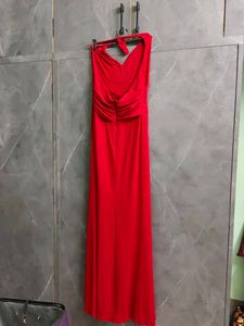 Elegant Red Halter Neck Maxi Dress