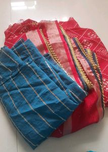 Rose  Diamond Print Fabric with Trim Handmade