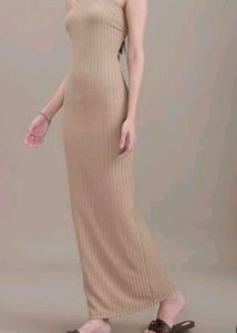 Ribbed Knit Halter Neck Maxi Dress
