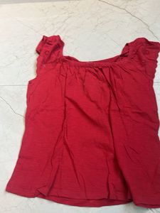 red cute top off shoulder