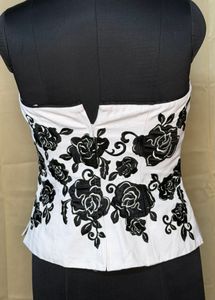 corset Chic Strapless Top with Floral Embroidery