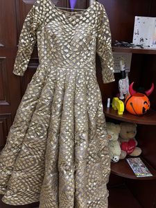 Elegant Gold Embroidered Anarkali