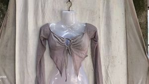 50209. Sheer Tie-Front Crop Top