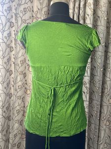 Green Lace Neckline Top
