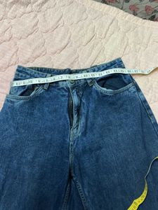SHEIN Wide Leg solid Blue Denim Jeans