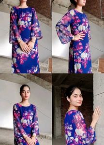 Beautiful Blue Floral Print Kurta