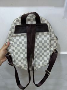 Designer Faux Leather Checkered Backpack