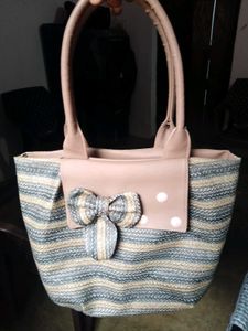 Stylish Striped Tote Bag with Bow Accent❤️