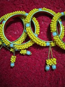 Yellow Beaded Bangles