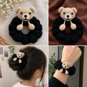 Crochet Teddy Bear Scrunchie 🧸🖤