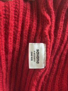 Red Cropped Knit Cardigan
