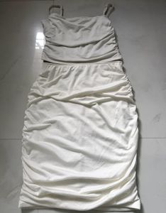 White Ruched Co-ord Set