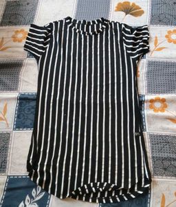 Striped Black & White Tunic Top