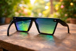 Oversized Blue Mirrored Sunglasses