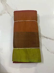 Elegant Ethnic Saree - Brown & Green
