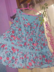Floral Print Lace Trim V-Neck Tunic