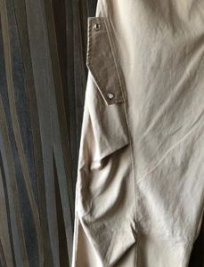 Beige Parachute Cargo Pants