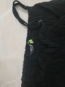 Black Smocked Dress with Straps