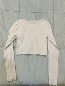 Ribbed Button-Up Crop Top