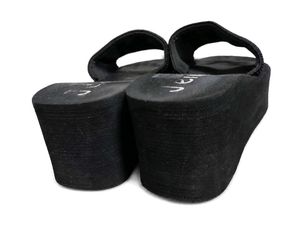 Women's Black Platform Slide Slippers