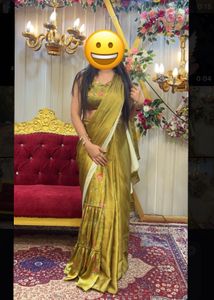 Beautiful Olive Green Floral Saree