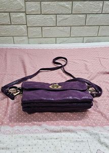 Purple Snakeski  Textured Shoulder Bag