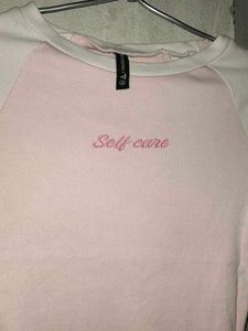 cute top white &amp;pink