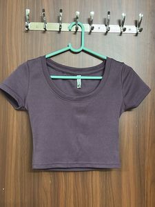 Purple Ribbed Crop Top