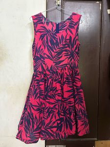 Pink & Navy Floral Print Dress