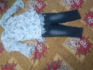 Cute Girls' Floral Ruffle Top &amp; capri