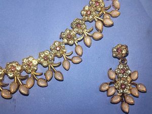 American Diamond Pink Studded Jewellery Set