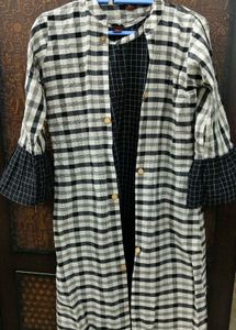 Chic Black & White Checked Kurta Set