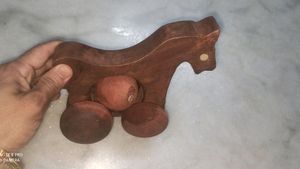 Pair Of Wooden Horse And Elephant Toy For Kids