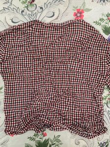 Checkered Button-Up Cropped Shirt