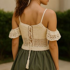 Crochet Cold Shoulder Swimsuit