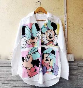 Cute Minnie Mouse Cartoon Print White Shirt