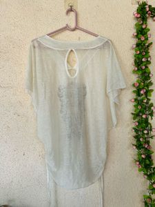 Sheer White Graphic Print Top