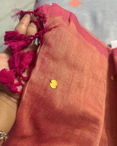 Elegant Pink Saree with Tassels
