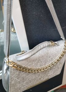 Sparkly Silver Chain Clutch Bag