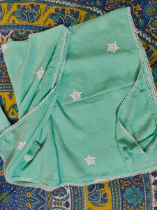 Pure Cotton Teal Embroidered Kurta set
