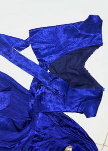 Royal Blue Velvet Lehenga Choli